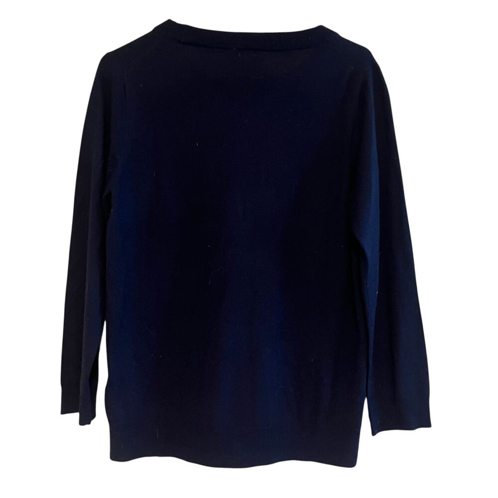 J.Crew Sweater Tippi 100% Merino Wool Knit Crewneck Pullover Navy Blue Large - Picture 5 of 13